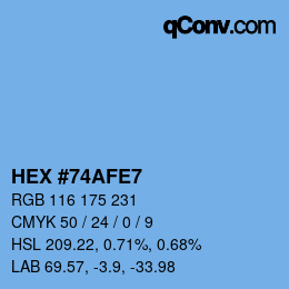 カラーコード: HEX #74AFE7 | qconv.com