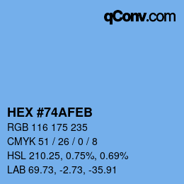 Color code: HEX #74AFEB | qconv.com