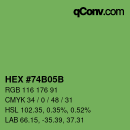 カラーコード: HEX #74B05B | qconv.com