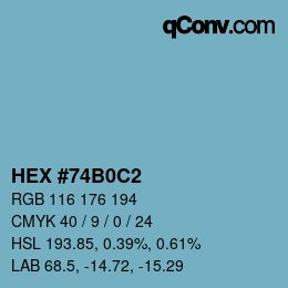 Color code: HEX #74B0C2 | qconv.com