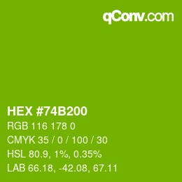 颜色代码: HEX #74B200 | qconv.com