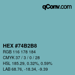 カラーコード: HEX #74B2B8 | qconv.com