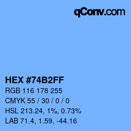 Color code: HEX #74B2FF | qconv.com