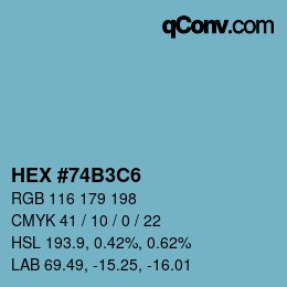 Color code: HEX #74B3C6 | qconv.com