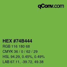 Color code: HEX #74B444 | qconv.com
