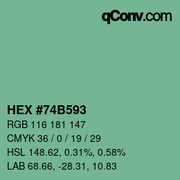 颜色代码: HEX #74B593 | qconv.com