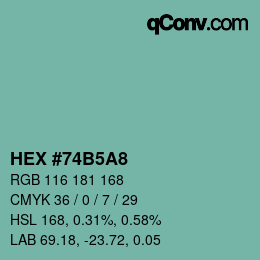 カラーコード: HEX #74B5A8 | qconv.com