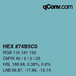 カラーコード: HEX #74B5C0 | qconv.com