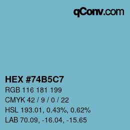 カラーコード: HEX #74B5C7 | qconv.com