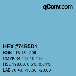 カラーコード: HEX #74B5D1 | qconv.com