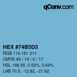 颜色代码: HEX #74B5D3 | qconv.com