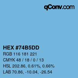 颜色代码: HEX #74B5DD | qconv.com