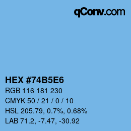 Code couleur: HEX #74B5E6 | qconv.com