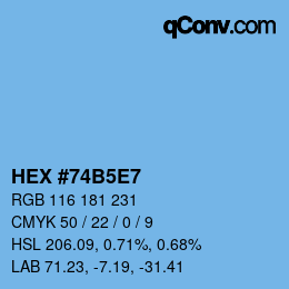 Code couleur: HEX #74B5E7 | qconv.com