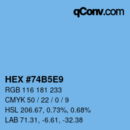 Farbcode: HEX #74B5E9 | qconv.com