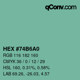 カラーコード: HEX #74B6A0 | qconv.com