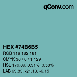 カラーコード: HEX #74B6B5 | qconv.com