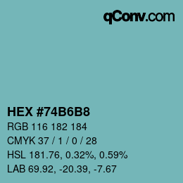 Color code: HEX #74B6B8 | qconv.com