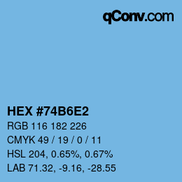 カラーコード: HEX #74B6E2 | qconv.com