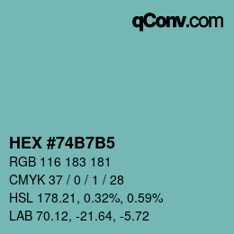 カラーコード: HEX #74B7B5 | qconv.com