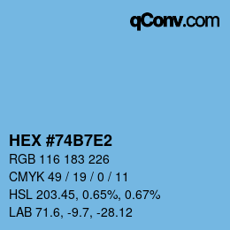 颜色代码: HEX #74B7E2 | qconv.com