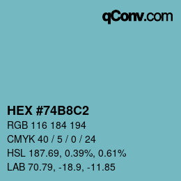 Color code: HEX #74B8C2 | qconv.com