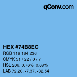 カラーコード: HEX #74B8EC | qconv.com
