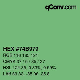 Farbcode: HEX #74B979 | qconv.com