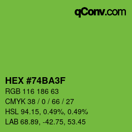カラーコード: HEX #74BA3F | qconv.com