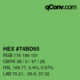 Color code: HEX #74BD65 | qconv.com