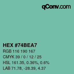 Color code: HEX #74BEA7 | qconv.com