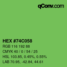 カラーコード: HEX #74C058 | qconv.com