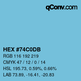 カラーコード: HEX #74C0DB | qconv.com