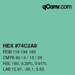 カラーコード: HEX #74C2A8 | qconv.com