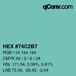 カラーコード: HEX #74C2B7 | qconv.com
