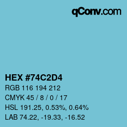 颜色代码: HEX #74C2D4 | qconv.com