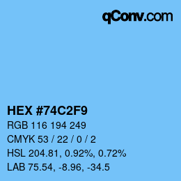 カラーコード: HEX #74C2F9 | qconv.com