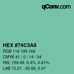 颜色代码: HEX #74C3A8 | qconv.com
