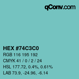 Color code: HEX #74C3C0 | qconv.com