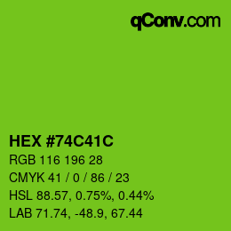 Color code: HEX #74C41C | qconv.com