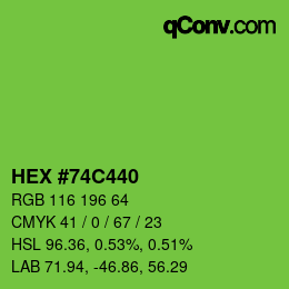 颜色代码: HEX #74C440 | qconv.com