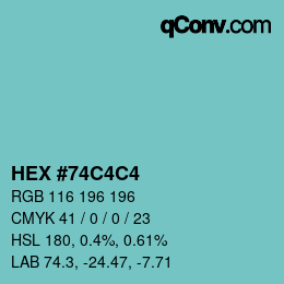 Color code: HEX #74C4C4 | qconv.com