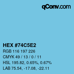 カラーコード: HEX #74C5E2 | qconv.com