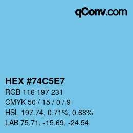 カラーコード: HEX #74C5E7 | qconv.com