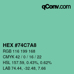 カラーコード: HEX #74C7A8 | qconv.com