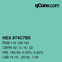 カラーコード: HEX #74C7B5 | qconv.com
