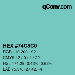 Color code: HEX #74C8C0 | qconv.com