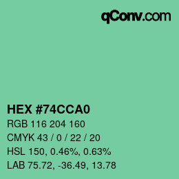カラーコード: HEX #74CCA0 | qconv.com
