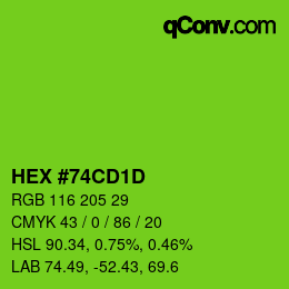 Color code: HEX #74CD1D | qconv.com