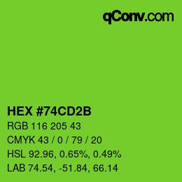 カラーコード: HEX #74CD2B | qconv.com